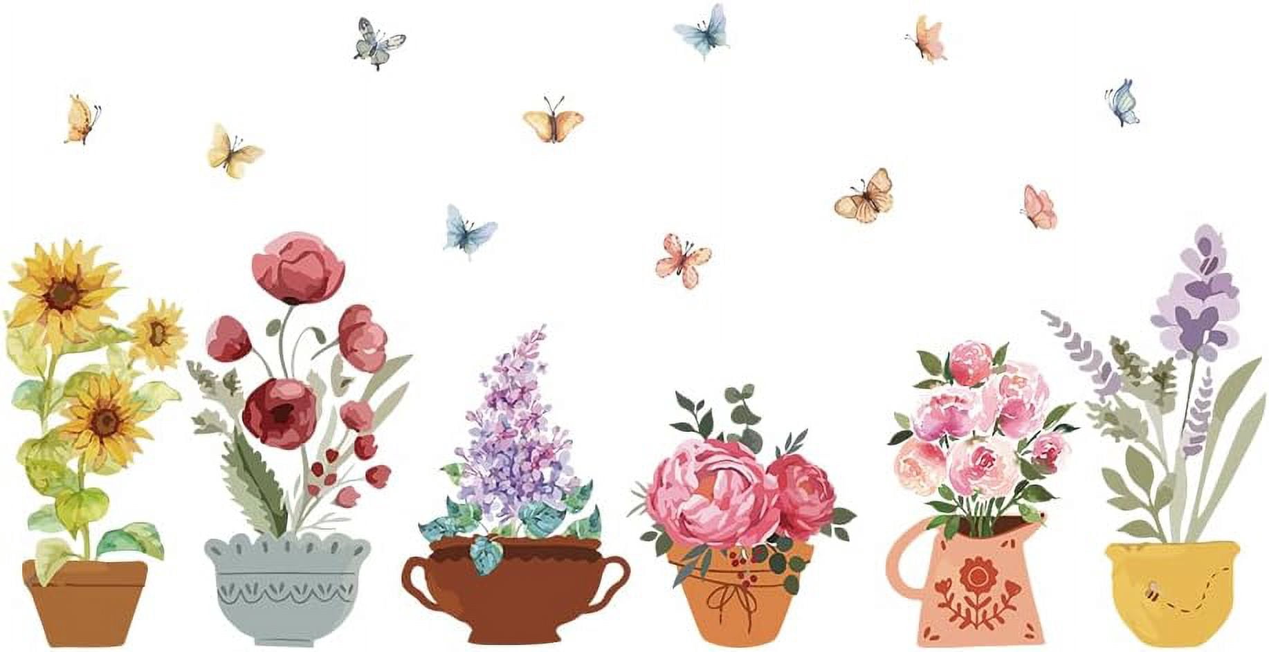 Colorful Peony Wall Stickers Rose Lilac Vinyl Removable Lavender ...