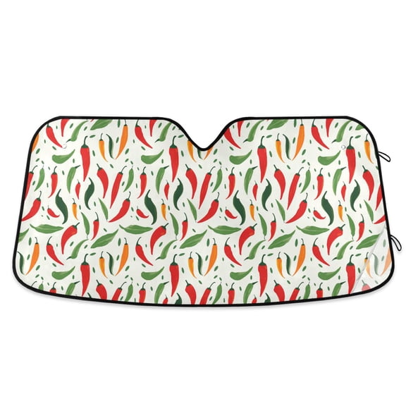 Colorful Pepper Car Windshield Sun Shade Foldable Car Front Window Visor Heat and UV Protection 53x23.5