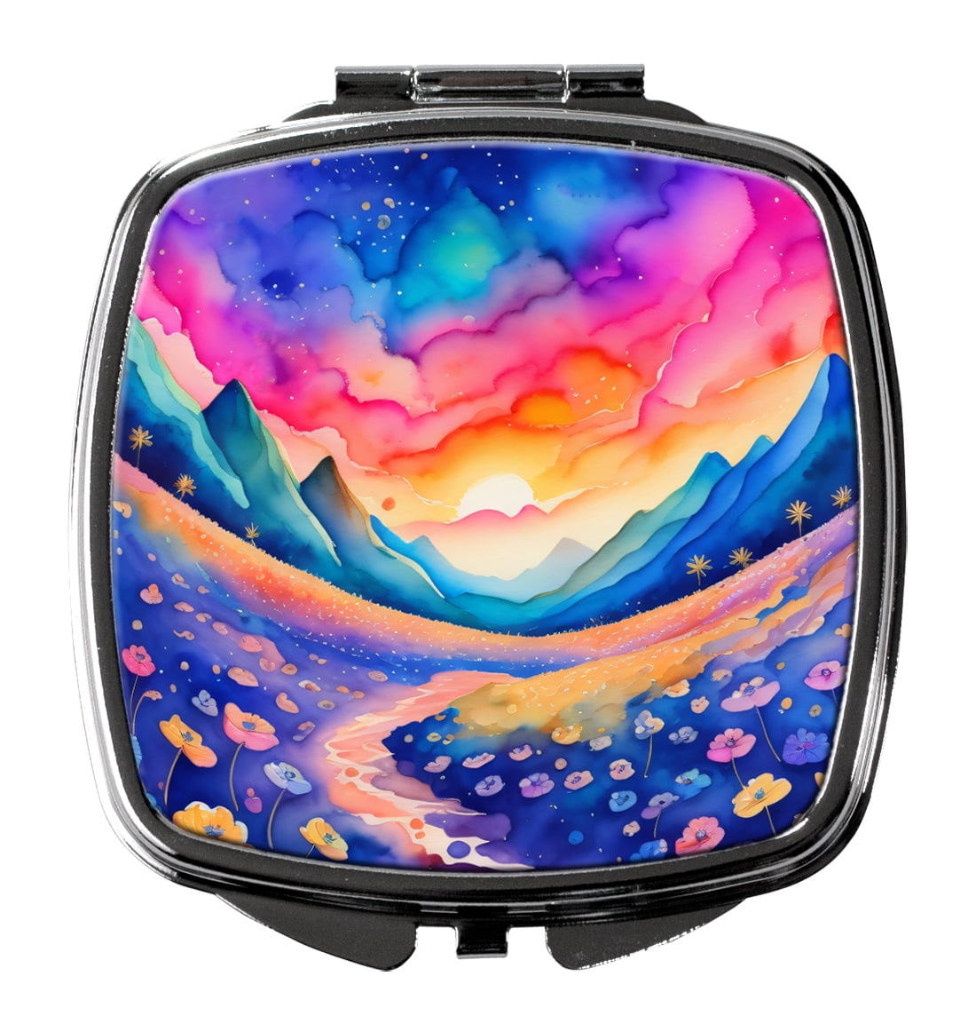 Colorful Periwinkles Compact Mirror 2.75 in x 3 in
