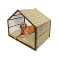 thumbnail image 1 of Colorful Pet House, Hand Drawn Brush Marks with Rainbow Theme Paint Smear Stripes Design Worn out Look, Outdoor & Indoor Portable Dog Kennel with Pillow and Cover, 5 Sizes, Multicolor, by Ambesonne, 1 of 4