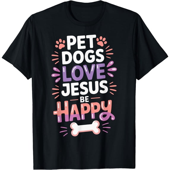 Colorful Pet-Themed T-Shirt Featuring "Love Jesus" Design for Positive Vibes