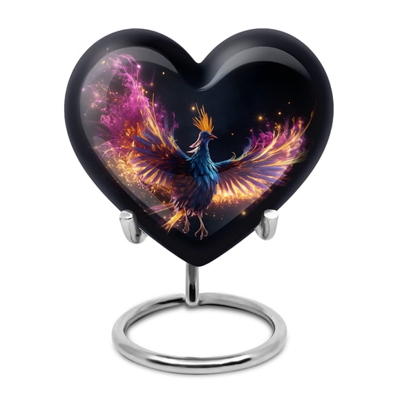 Colorful Phoenix Mini Urn Human Adult Mother & Father - Urns For Woman Human Ashes - Heart Shaped Urn For Human Ashes - Keepsake Urns For Ashes - Memorial Urns For Human Ashes(Size 3inch,1Pcs)