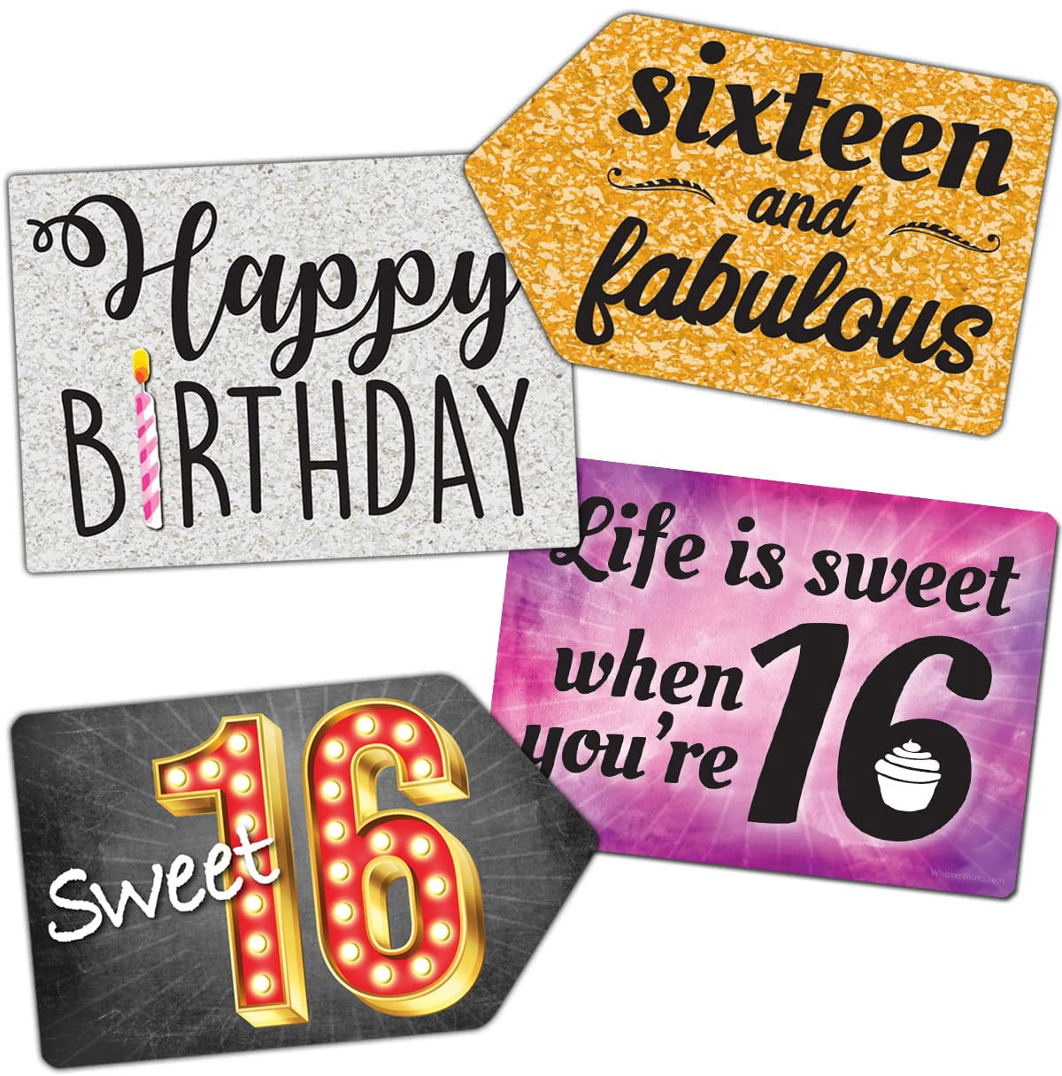 Colorful Photo Booth Prop Signs Set of 2 for Sweet 16 Birthday Party ...