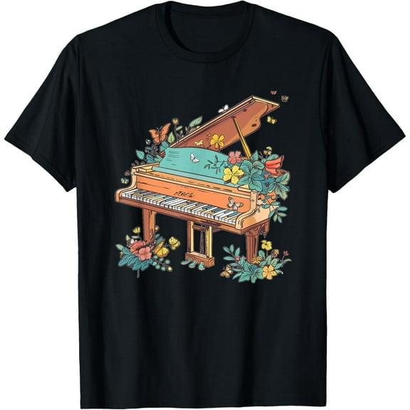 Colorful Piano With Flowers I Music Piano T-Shirt