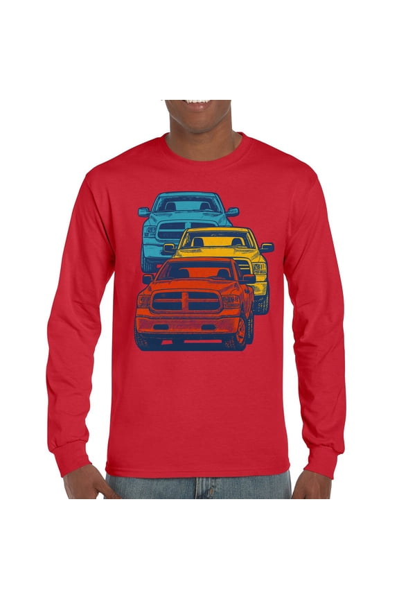 Colorful Pickup Truck Stack Long Sleeve T-shirt 4x4 American Offroad USA Rugged