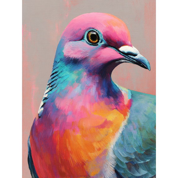 Colorful Pigeon Canvas Painting Dining Room Wall Art