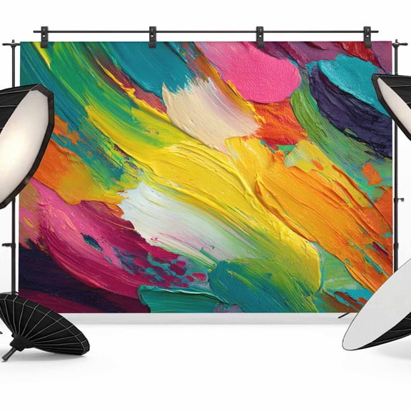 Colorful Pigment Backdrop for Photoshoot,Photography Photo Studio Background Wall Backdrop,Abstract Color Block Oil Painting Back Drop Banner Panel for Portraits Wedding Party Live Streaming 7x5Ft