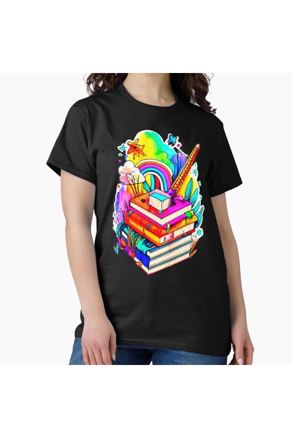 Colorful Pile Of Books Reading Literacy Library Study Stack T-Shirt