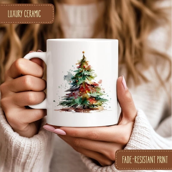 Colorful Pine Tree Coffee Mug, Watercolor Tree Mug, Cistmas Coffee Mug, Winter Coffe Mug, Cute day Mug, Gift Cistmas.