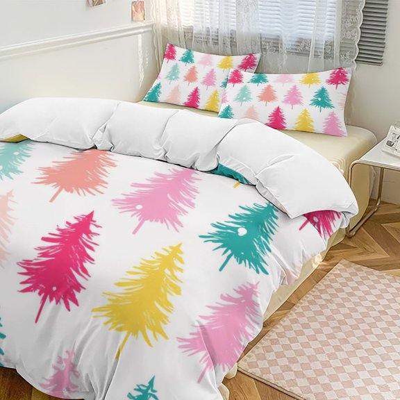 Colorful Pine Tree Pattern Bedding Set Couple Bedclothes Pillowcase Customized Home Textiles Bed Set for Bedroom Decoration