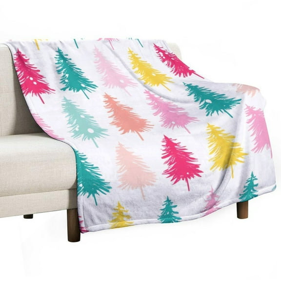Colorful Pine Tree Pattern Blankets Bedroom Living Room Sofa Throw Blankets for Beds