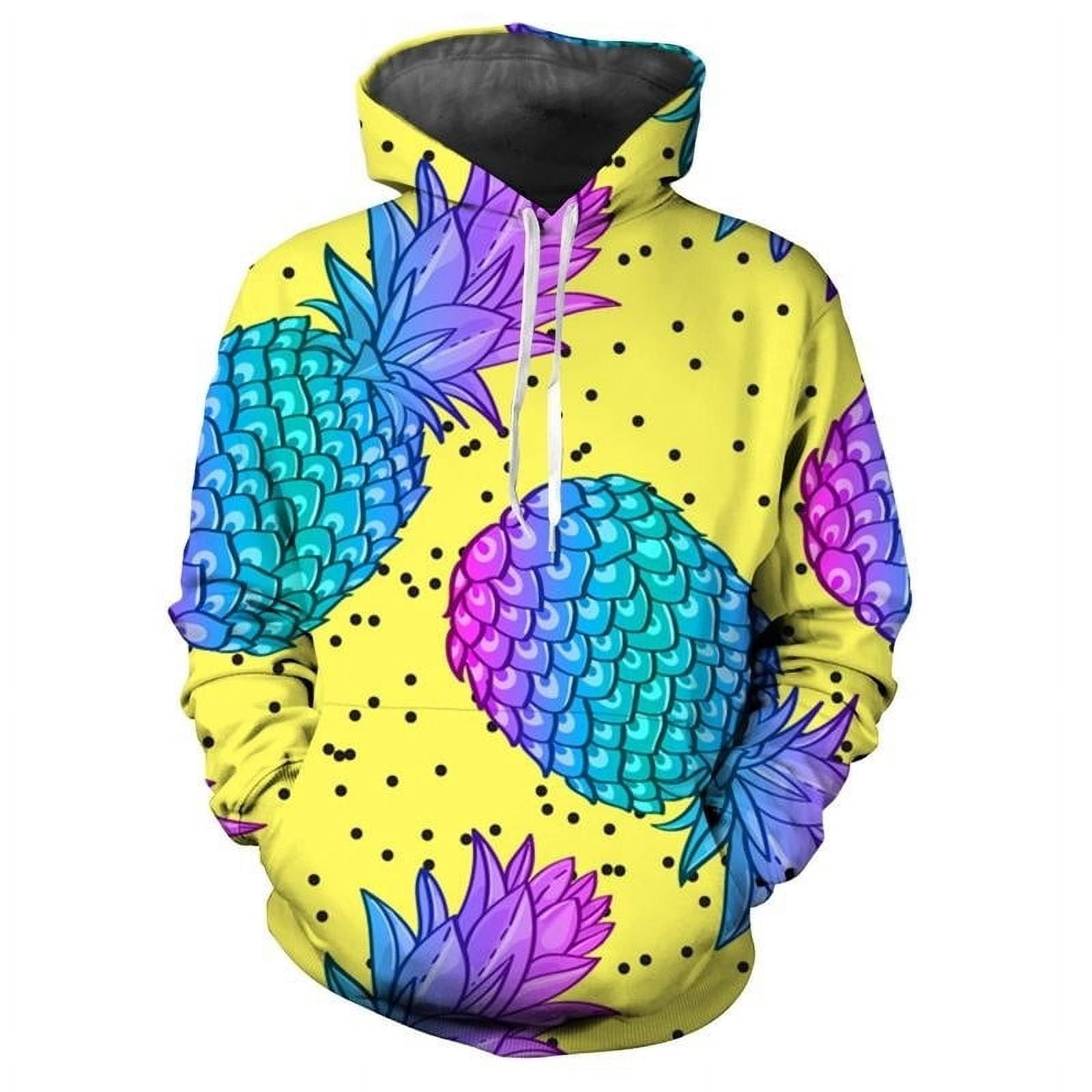 Colorful Pineapple 3D Printing Hoodie For Men Fruit Graphics Casual Hip