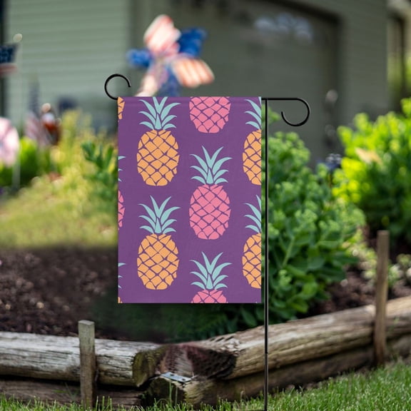 Colorful Pineapple Garden Flag Double Sided Outdoor Banners for Courtyard Outdoor Lawn Farmhouse Holiday Decorations