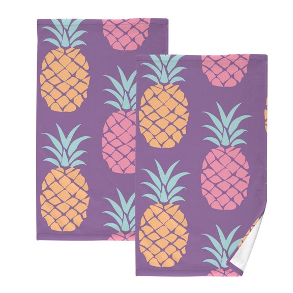 Colorful Pineapple Hand Towel Bath Towels Face Towels Cotton Absorbent for Home Hotel Spa Swimming Yoga Sports Decorative Towel Set of 2