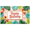 thumbnail image 1 of Colorful Pineapple Happy Birthday Banner Tropical Leaf Decoration Event Background for Birthday Party Summer Celebration Photo Shoot, 1 of 7