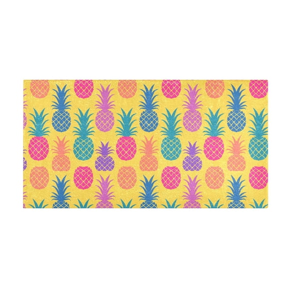 Colorful Pineapple Pattern Bath Mat 39x20 Inch Soft Absorbent Non-Slip Plush Bathroom Rug for Floor