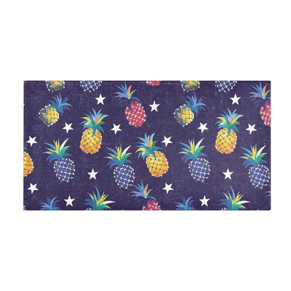 Colorful Pineapple Pattern Bath Mat 39x20 Inch Soft Absorbent Non-Slip Plush Bathroom Rug for Floor
