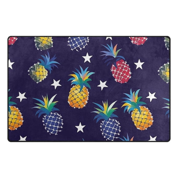 Colorful Pineapple Pattern Memory Foam Area Rug 31"x20" Non Slip, Absorbent, Fade Proof for Living Room, Bedroom, Office