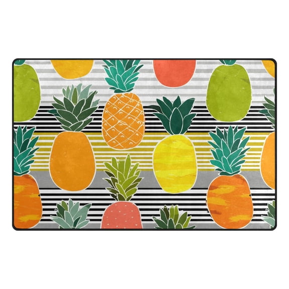 Colorful Pineapple Pattern Memory Foam Area Rug 60"x39" Non Slip, Absorbent, Fade Proof for Living Room, Bedroom, Office