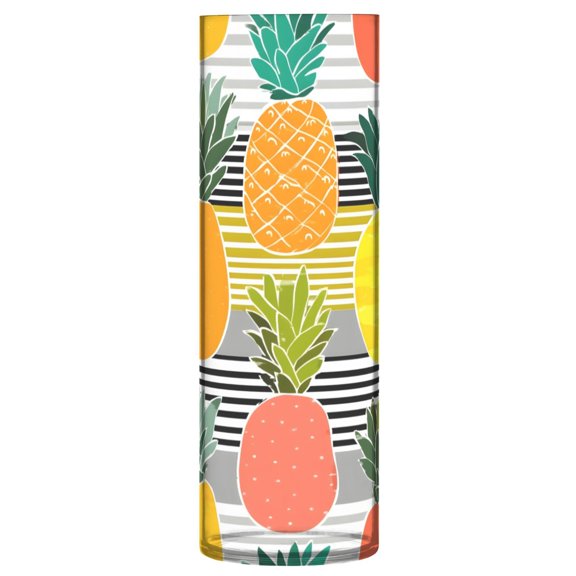 Colorful Pineapple Pattern Vase Flower Vase Clear Unbreakable Plastic Tall Decorative 11.8in