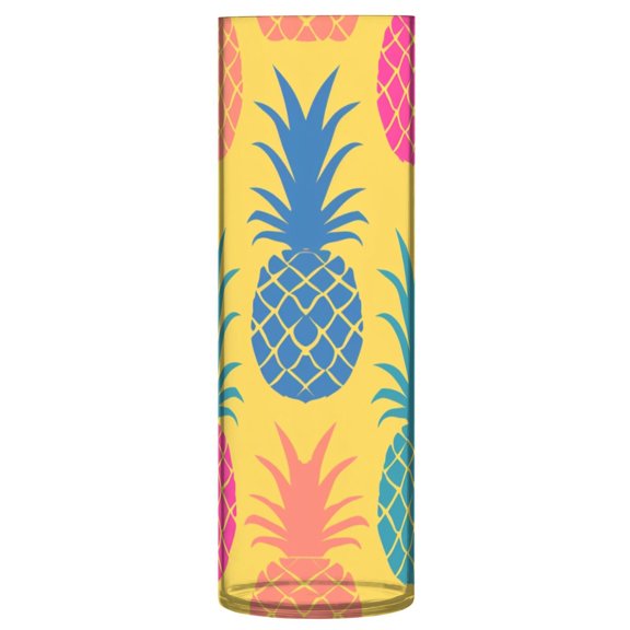 Colorful Pineapple Pattern Vase Flower Vase Clear Unbreakable Plastic Tall Decorative 11.8in