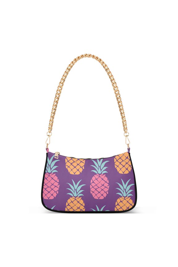 Colorful PineappleWomen Small Shoulder Bag Crossbody Tote Hobo Bags Purse Clutch Handbags with Chain Strap for Women
