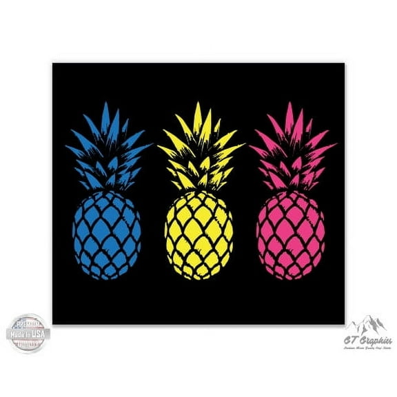 Colorful Pineapples Modern Pop Art - 3" Vinyl Sticker - For Car Laptop I-Pad Phone Helmet Hard Hat - Waterproof Decal