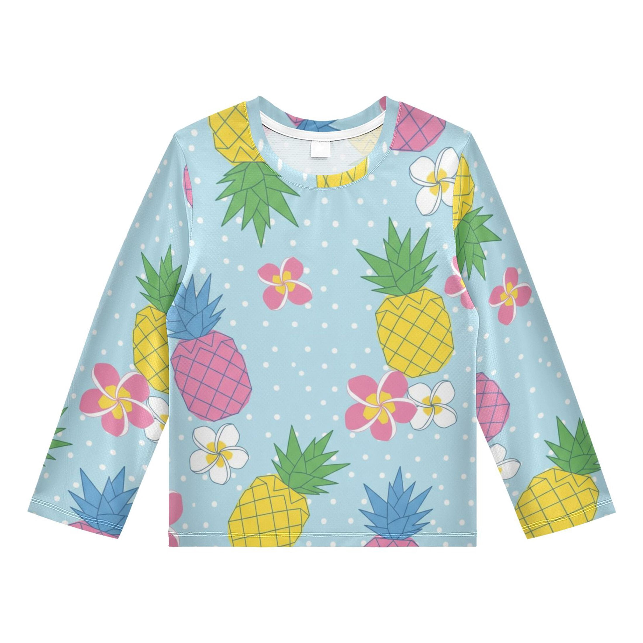 Colorful Pineapples Pattern Boys' Rash Guard Shirts UPF 50 Plus Sun ...