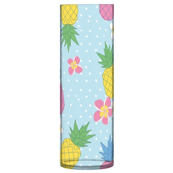 Colorful Pineapples Pattern Vase Flower Vase Clear Unbreakable Plastic Tall Decorative 11.8in