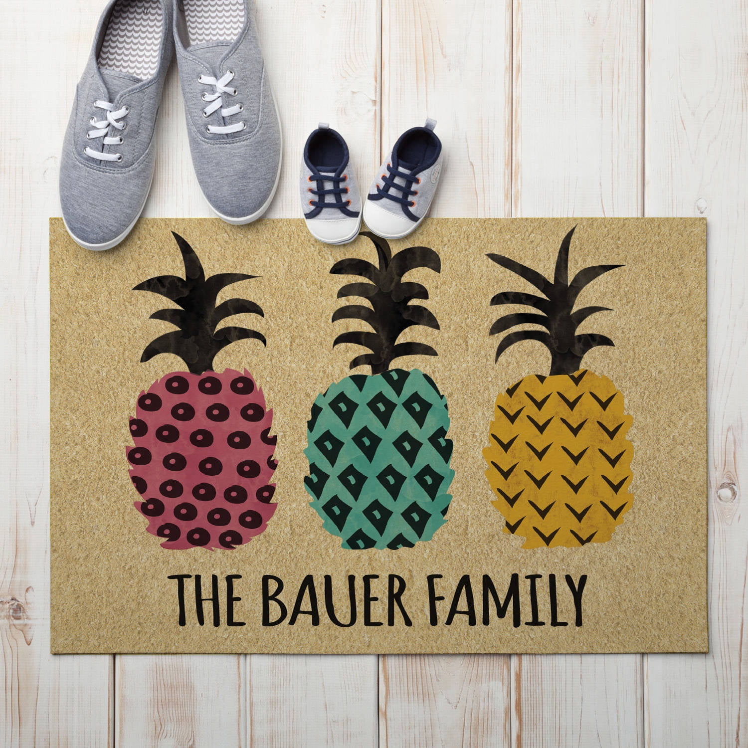 Colorful Pineapples Personalized Indoor/Outdoor Doormat