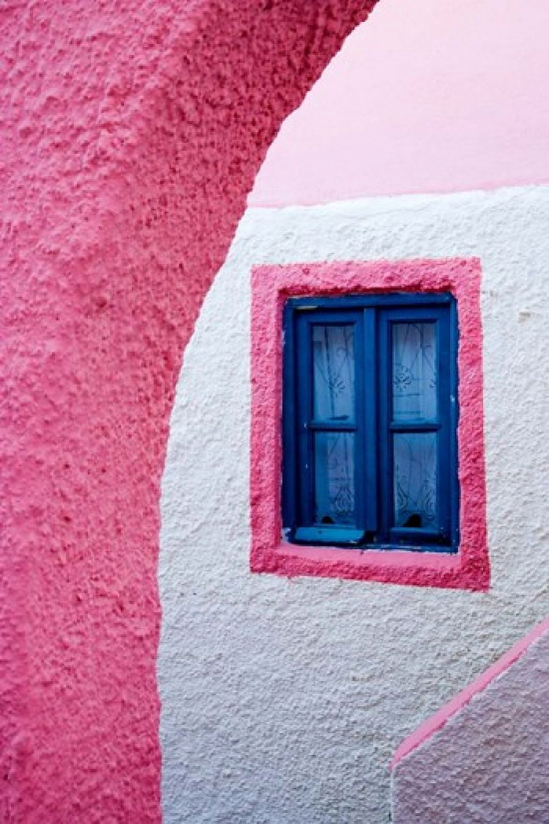 Colorful Pink Building Imerovigli Santorini Greece Canvas Art - Darrell Gulin DanitaDelimont (23 x 34)
