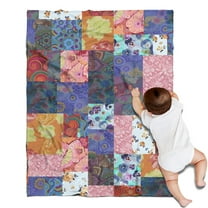 Colorful Pioneer Flower Patchwork Blanket,Comfortable Soft Flannel Throw Blanket,All Season,Warm Lightweight Blankets for Sofa Bed Couch Living Room Chair,30"x40"