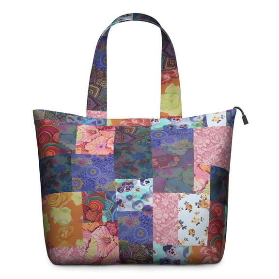 Colorful Pioneer Flower Patchwork Travel Tote Bags for Women Carry On,Large Weekender Bags for Women Travel,Multi Functional Duffle Bag for Work,Shopping,Sports