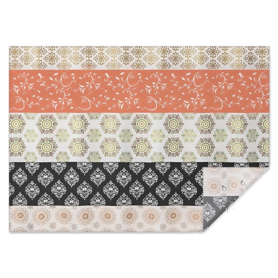 Colorful Pioneer Flower Pattern Rectangle Tablecloth 60"x84",Waterproof Polyester Rectangle Table Cloth, Wipeable Spillproof Polyester Tablecloth for Dining, Camping, Indoor and Outdoor
