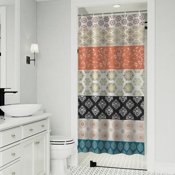 Colorful Pioneer Flower Pattern Shower Curtain 36"x72" ,Bathroom Decorative Shower Curtains Set with 12 Hooks,Modern Waterproof Washable Shower Curtain