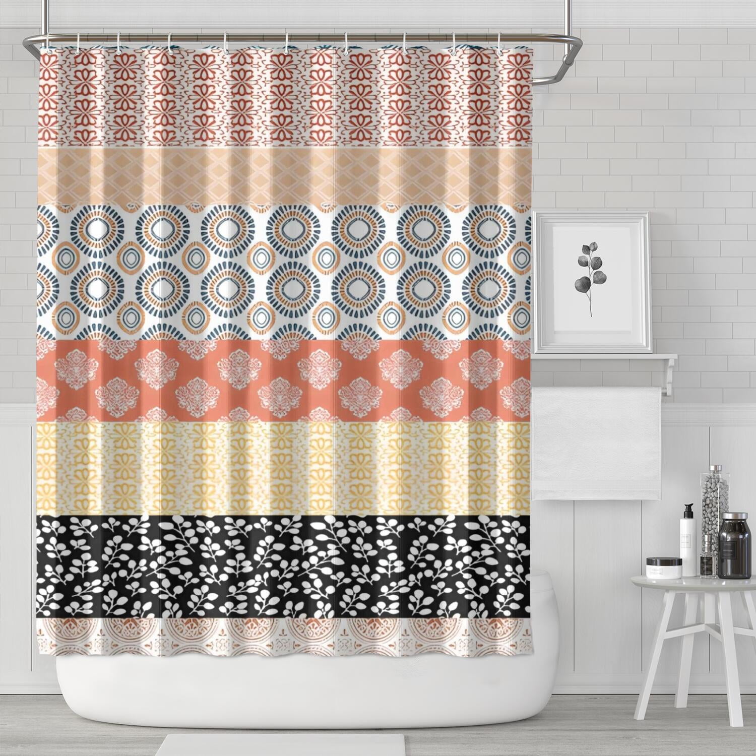 Colorful Pioneer Flower Pattern Shower Curtain 84"x72" ,Bathroom ...