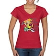thumbnail image 1 of Colorful Pitbul | People Will Know How Large Your Soul | Dean Russo Art Animal Lover Womenâ€™s Standard V-Neck Tee, Red, Small, 1 of 6