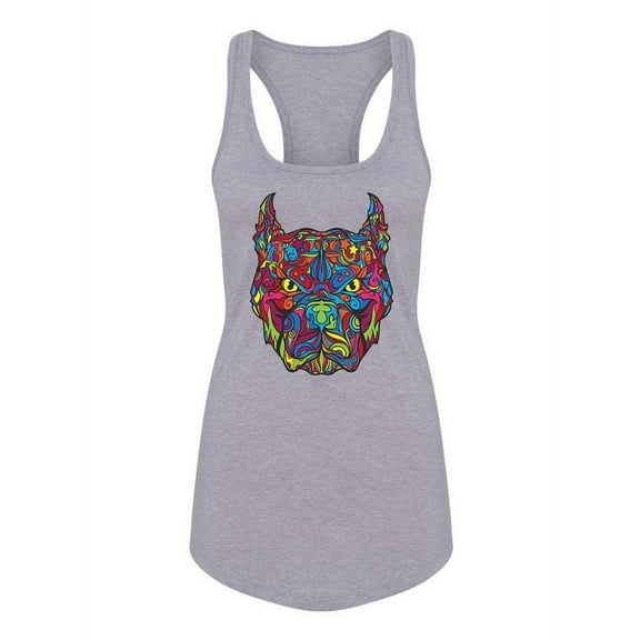 Colorful Pitbull Head. Tank Women -Image by Shutterstock, Female Large