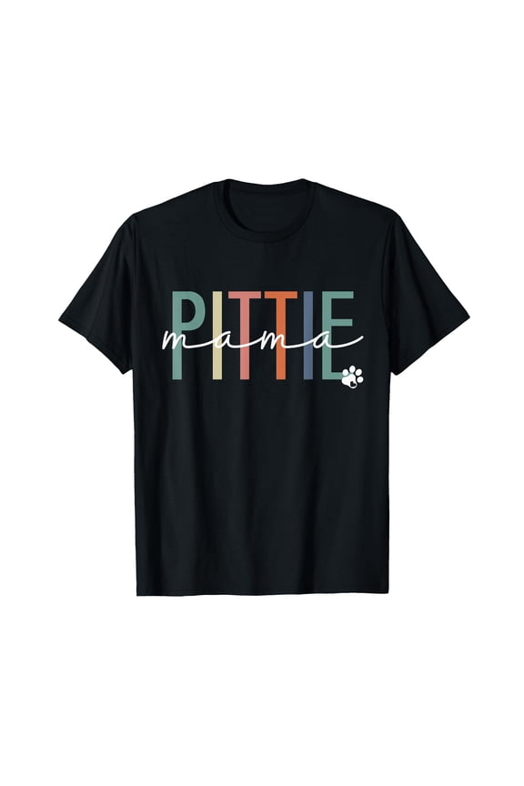 Colorful Pittie Mama Pit Bull Dog Mom T-Shirt for Mother's Day Celebration