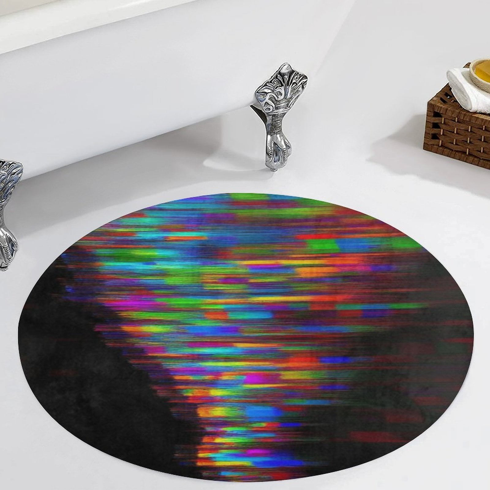 Colorful Pixel Art Area Round Carpet Living Room Bedroom Rugs Door Pad