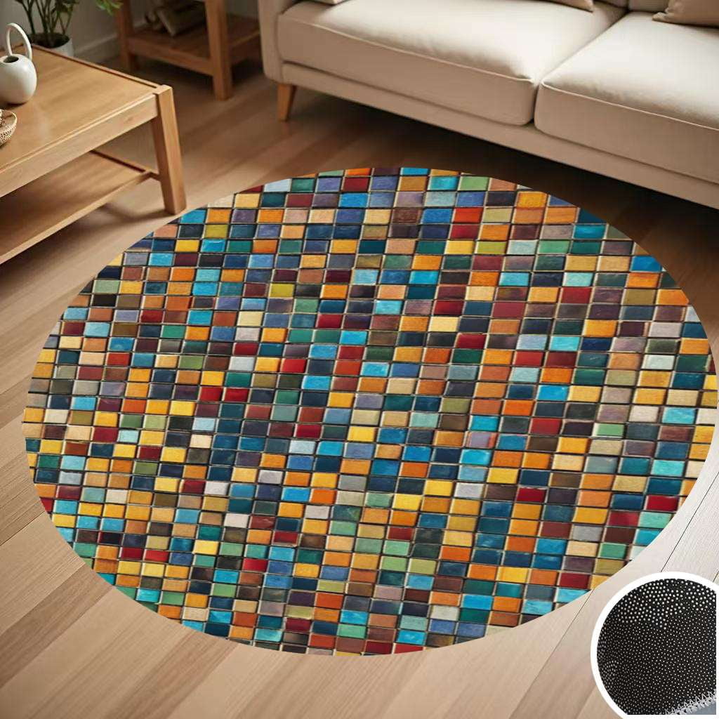 Colorful Pixel Art Print Round Carpet Living Room Bedroom Home ...