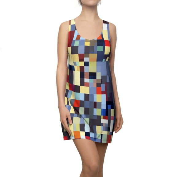 Colorful Pixelation 3 - AI Art - Women's Cut & Sew Racerback Dress