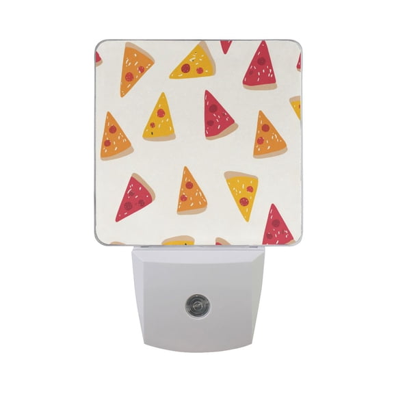 Colorful Pizza Slices LED Night Light Sensor Lamp Plug-in Adjustable Brightness 2 Pack