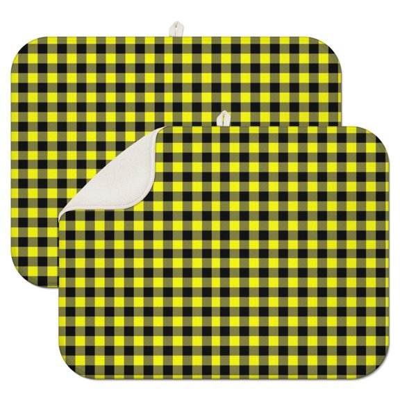 Colorful Plaid Dish Drying Mat – Multicolored Checkered Pattern, Cheerful Addition to Kitchens