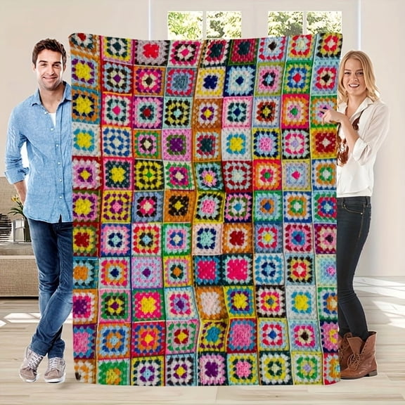 A Colorful  Plaid Floral Patterned Fleece Blanket, Stylish, Soft, And Warm, Is a Versatile Gift Suitable for All Seasons. It Is Perfect for Use on Sofas, Beds, in The Office, And During Travel