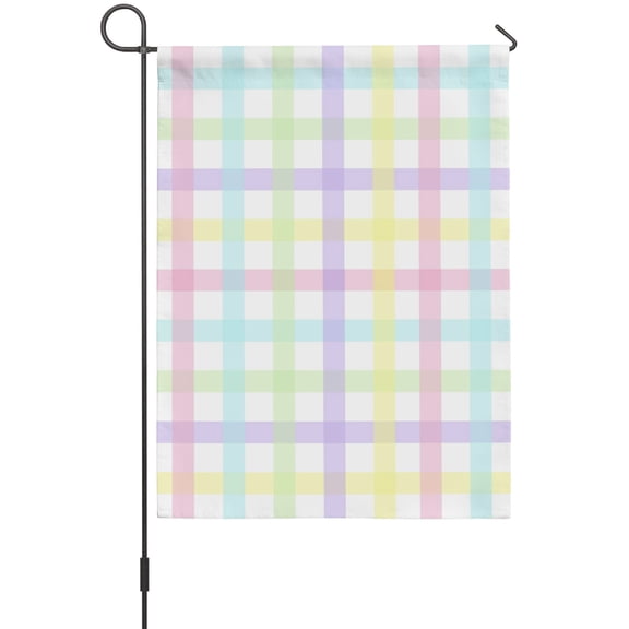 Colorful Plaid Garden Flags For Outdoor, Country Farm Red Purple Blue Yellow Green Strips Small Double Side Yard Flags Weather Proof Garden Decor for Lawn Outside Holiday 12 x 18 Inches