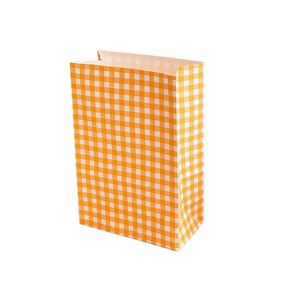 Colorful Plaid Kraft Paper Bag Gift Wrap Small Gift Paper Bag Cute Storage Organizer Bag, Paper Gift Bag for Party Favors Snacks and Desktop Storage, Reinforced Bottom, 23x15x8cm