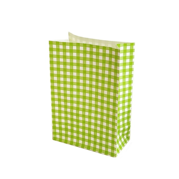 Colorful Plaid Kraft Paper Bag for Gift Wrapping, Cute Storage Organizer Bag for Snacks and Party Favors, Sturdy Design for Easy Filling and Desktop Sundries Storage