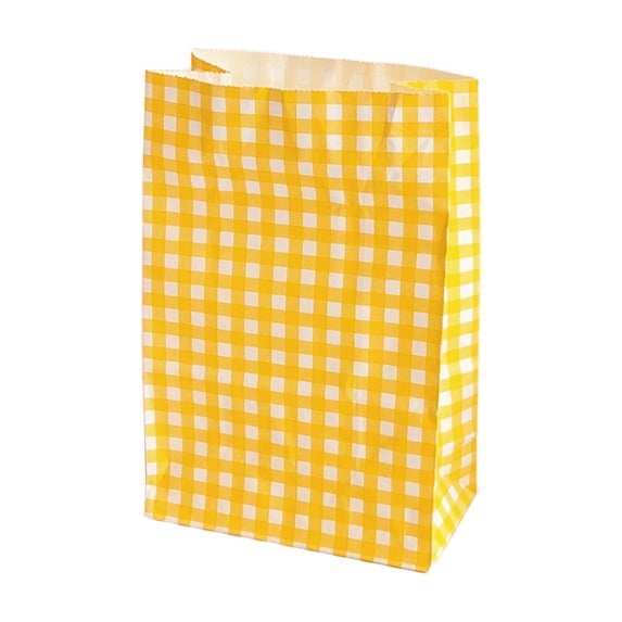 Colorful Plaid Kraft Paper Gift Bag, Cute Small Gift Wrap Party Favor Bag, Snack Storage and Desktop Sundries Organizer Bag, Sturdy Paper Bag for Spring Summer Picnics and Celebrations
