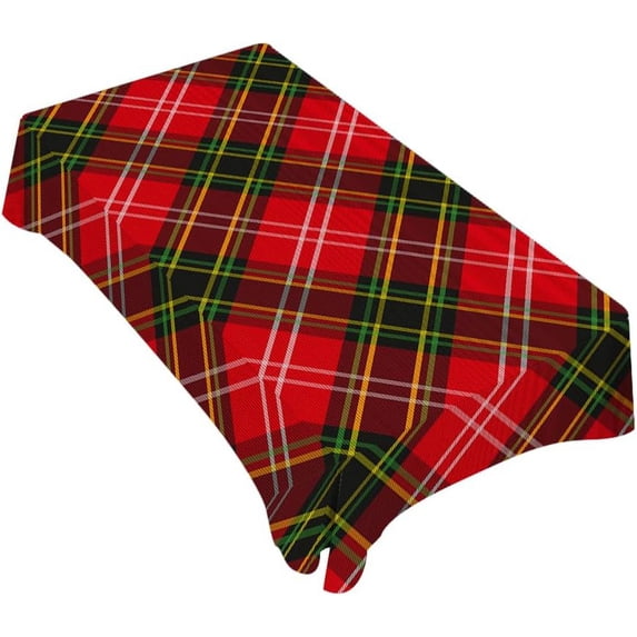 Colorful Plaid Line Tablecloth Scottish Classic Checked Fashion Simple Stripe Design, Oblong/Rectangle 60"x84", Perfect for Dining Room Kitchen Decor